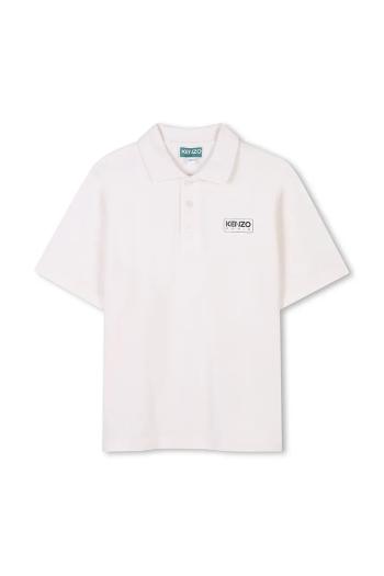 Detské polo tričko Kenzo Kids biela farba, jednofarebné, K61105