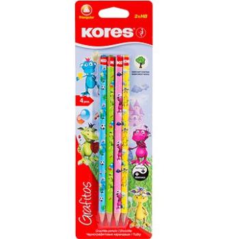 KORES Grafitos Dráčik HB, trojhranná – sada 4 ks (92852)