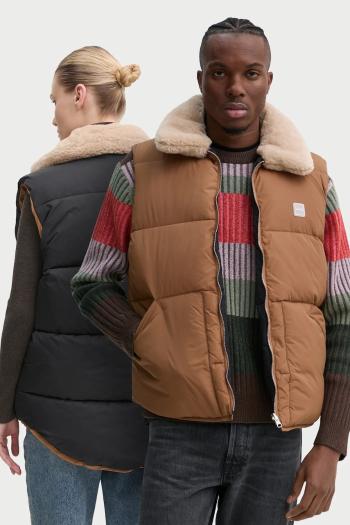 Obojstranná vesta A.P.C. doudoune teddy hnedá farba, zimná, PAAFW.M30201