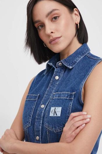 Rifľová košeľa Calvin Klein Jeans dámska,regular,s klasickým golierom,J20J223689