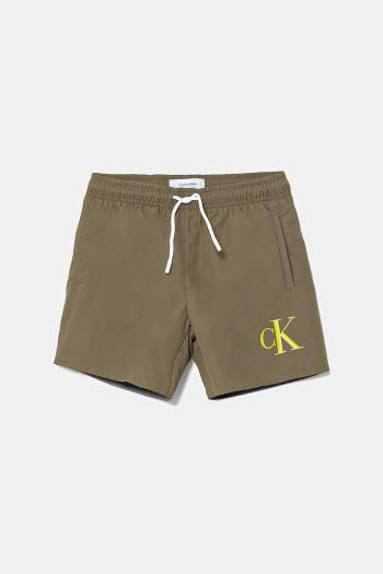 Detské plavkové šortky Calvin Klein Jeans zelená farba, KV0KV00056