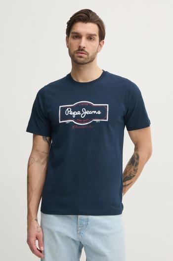 Bavlnené tričko Pepe Jeans DAXTON TEE pánske, tmavomodrá farba, s potlačou, PM509786