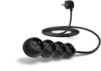 CONNECT IT predlžovací kábel 230 V, 4 zásuvky, 3 m, bez vypínača (čierny)