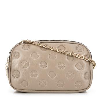 Dámska kožená crossbody kabelka na retiazke strieborná 99-4E-305-S