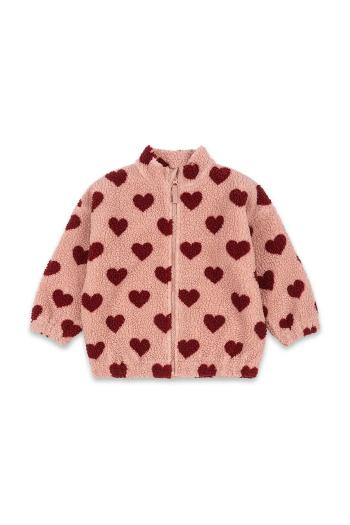 Detská bunda bomber Konges Sløjd JODY TEDDY JACKET GRS ružová farba, KS102308