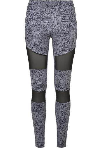 Urban Classics Ladies Tech Mesh AOP Leggings blackzen - XL