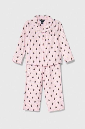 Detské bavlnené pyžamo Polo Ralph Lauren ružová farba, vzorované