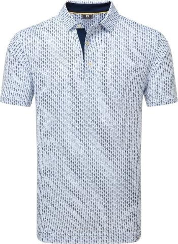 Footjoy Figure Print Lisle Mens White/Navy L Polo košeľa