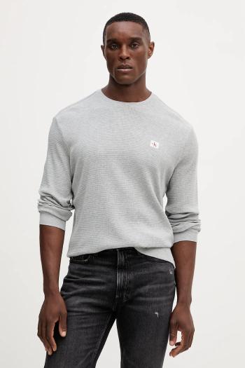 Tričko s dlhým rukávom Calvin Klein Jeans béžová farba, jednofarebné, LV040EM217