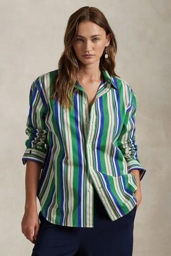 Bavlnená košeľa Polo Ralph Lauren dámska, viac farieb, voľný strih, s klasickým golierom, 211968218