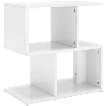 SHUMEE Nočný stolík biely s vysokým leskom 50 × 30 × 51,5 cm drevotrieska, 806376