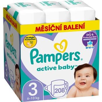 PAMPERS Active Baby veľkosť 3 Midi (208 ks) – mesačné balenie (8001090910745)