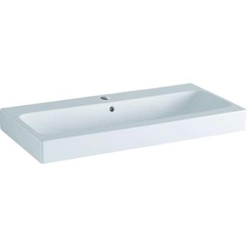 GEBERIT - iCon Umývadlo, 90x49 cm, s prepadom, otvor na batériu, KeraTect, biela 124090600