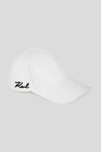 Bavlnená šiltovka Karl Lagerfeld biela farba, jednofarebná, A3W33018