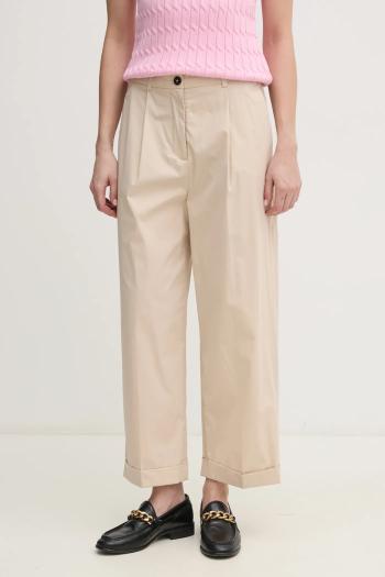 Nohavice Tommy Hilfiger dámske, béžová farba, strih chinos, vysoký pás, WW0WW44783