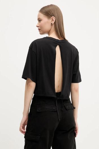 Bavlnené tričko Tommy Jeans dámske, čierna farba, DW0DW20324