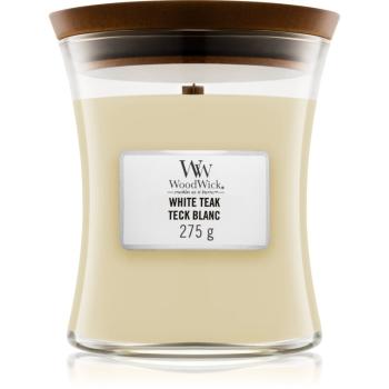 Woodwick White Teak vonná sviečka s dreveným knotom 275 g