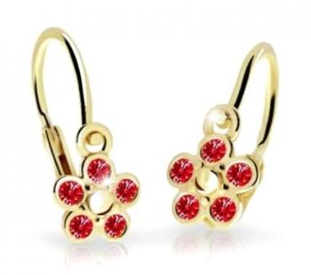 Cutie Jewellery Detské kvietkové náušnice zo žltého zlata C2744-10-X-1 červená