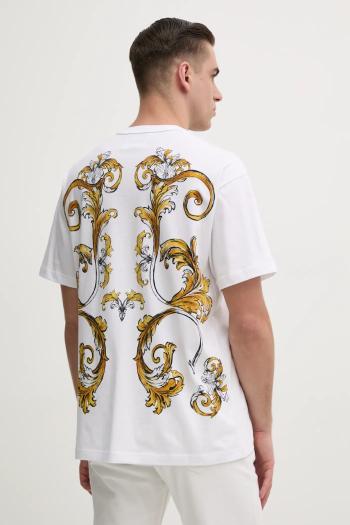 Bavlnené tričko Versace Jeans Couture pánske, biela farba, s potlačou, 78GAH6RB JS462