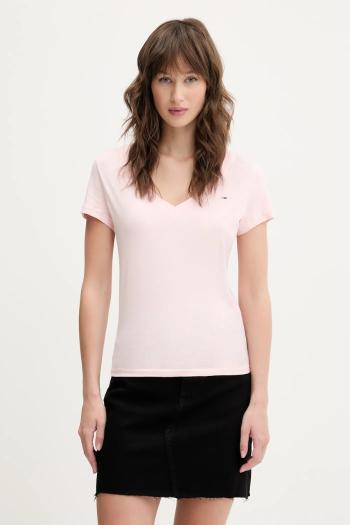 Bavlnené tričko Tommy Jeans 2-pak dámske, biela farba, DW0DW21367