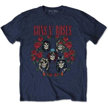 Guns N’ Roses tričko Skulls Wreath Modrá XL