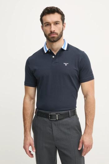 Bavlnené polo tričko Barbour Hawkesmoor Tipped Tailored Fit Polo Shirt pánske, tmavomodrá farba, jednofarebné, MML1443