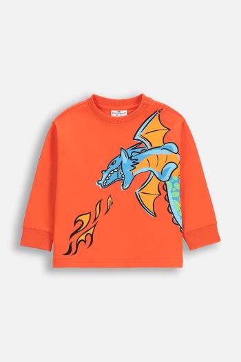 Detská bavlnená mikina Coccodrillo oranžová farba, s potlačou, DRAGONS BOY KIDS
