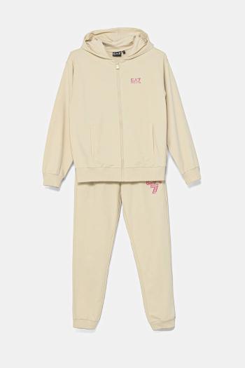 Detská tepláková súprava EA7 Emporio Armani béžová farba, 7G000048 AF13135