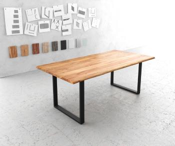 Jedálenský stôl Edge 200x100 cm prírodná akácia kov čierna