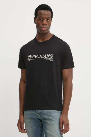 Bavlnené tričko Pepe Jeans DYLAN TEE pánske, čierna farba, s potlačou, PM509728