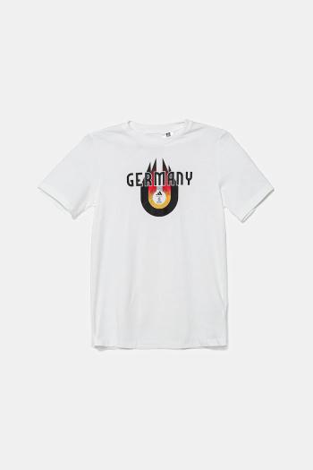 Detské bavlnené tričko adidas Performance GERMANY biela farba, s potlačou, JZ9006