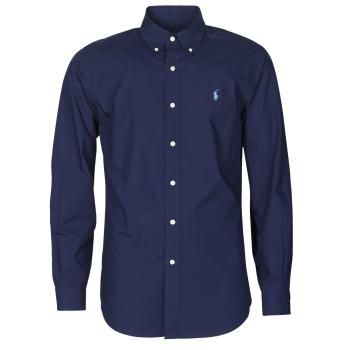 Polo Ralph Lauren  CHEMISE AJUSTEE EN POPLINE DE COTON COL BOUTONNE  LOGO PONY PLAY  Košele s dlhým rukávom Námornícka modrá