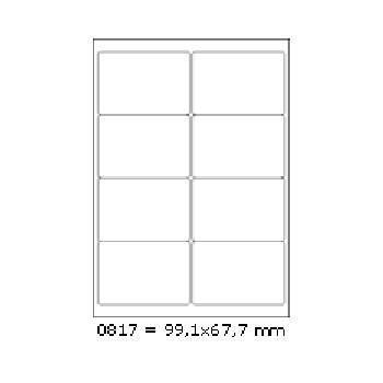 Samolepiace etikety 99,1 x 67,7 mm, 8 etikiet, A4, 100 listov