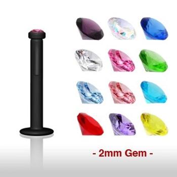 Labret do brady z bioplastu so zirkónom - Dĺžka piercingu: 12 mm, Farba zirkónu: Aqua modrá - Q