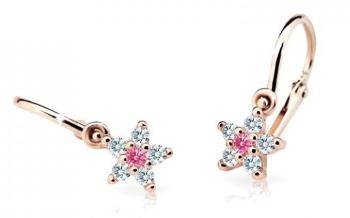 Cutie Jewellery Trblietavé detské náušnice z ružového zlata C2118-10-X-4 fuchsiová
