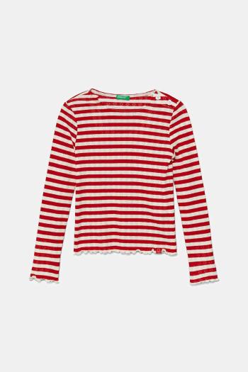 Detské tričko s dlhým rukávom United Colors of Benetton červená farba, 33LQC10OM