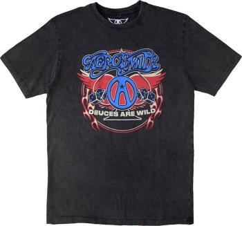 Aerosmith Tričko Rainbow Spade Stone Wash Unisex Charcoal Grey S