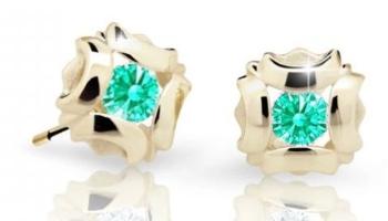 Cutie Jewellery Slušivé detské náušnice zo žltého zlata C2216-30-X-1 svetlo zelená