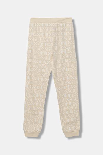 Detské bavlnené tepláky Guess béžová farba, vzorované, J5YQ13 KAD74