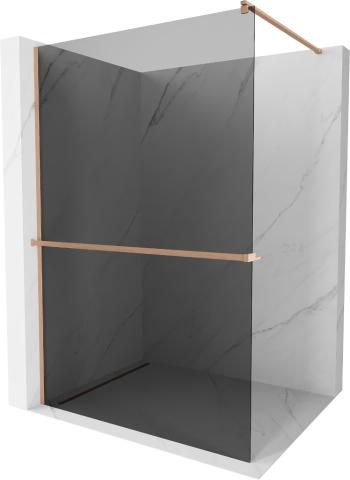 MEXEN/S - Kioto+ Sprchová zástena WALK-IN s poličkou a držiakom uterákov 80 x 200 cm, grafit, meď kartáčovaná 800-080-121-65-40