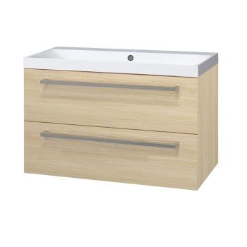 MEREO - Bino, kúpeľňová skrinka s umývadlom z liateho mramoru 101 cm, dub Sand Barbera CN632M