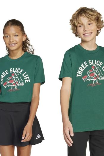 Detské bavlnené tričko adidas zelená farba, s potlačou, JI6676