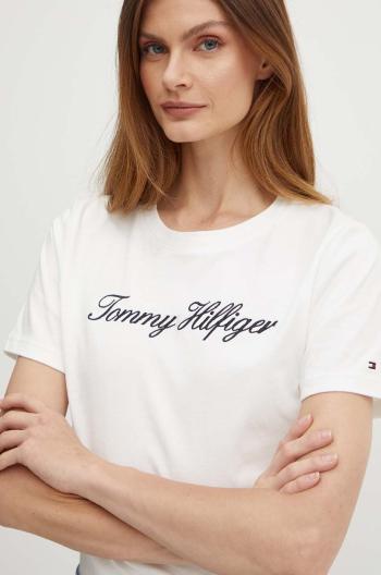 Bavlnené tričko Tommy Hilfiger dámske, biela farba, WW0WW43459