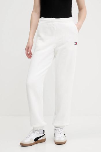 Detské bavlnené tepláky Tommy Jeans biela farba, jednofarebná, DW0DW20679