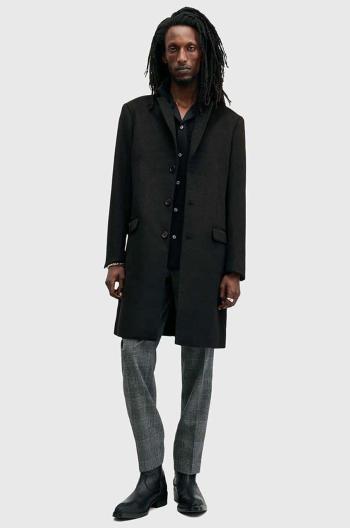 Kabát s prímesou vlny AllSaints HAL COAT čierna farba, prechodný, M005OZ