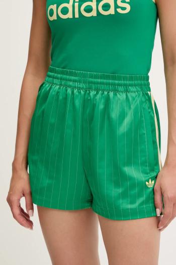 Šortky adidas Originals Shorts zelená farba, vzorované, vysoký pás, KD2284