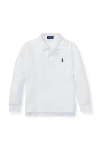 Detská bavlnená košeľa s dlhým rukávom Polo Ralph Lauren biela farba, jednofarebná, 322703634013