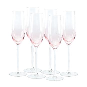 KONDELA Celeste Typ 1 pohár na šampanské (6 ks) 280 ml svetloružová