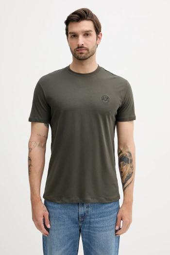 Bavlnené tričko Armani Exchange pánske, zelená farba, jednofarebné, XM000558 AF10358