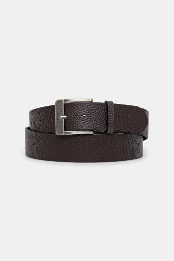 Kožený opasok Calvin Klein Jeans pánsky, hnedá farba, LV04G7015G